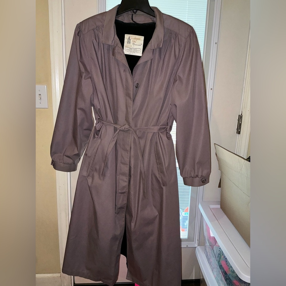 Vintage London Fog Ladies Trench Coat Mauve Size 16 Petite